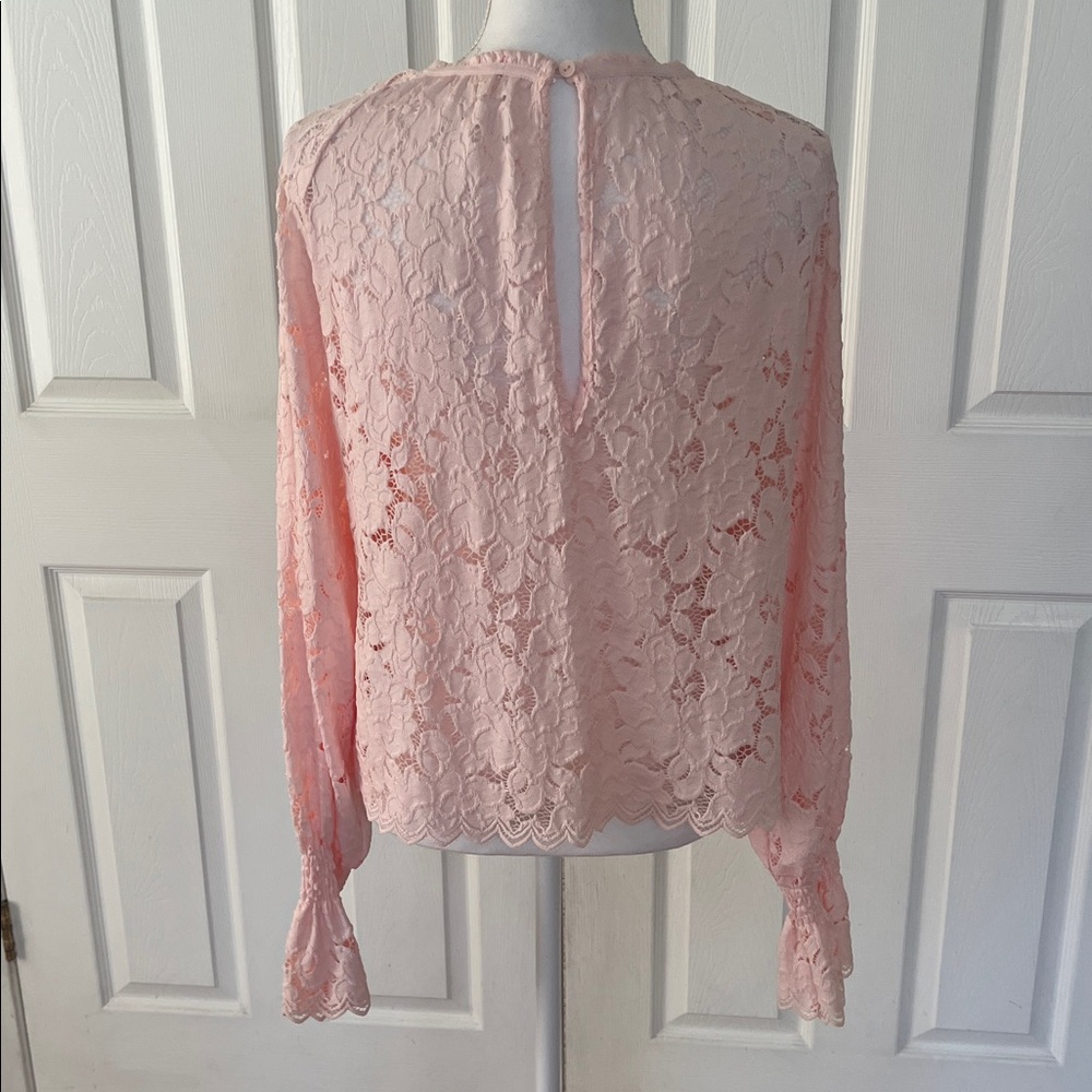 Free People Olivia blouse Balloon Sleeve Lace top peach - Picture 6 of 7